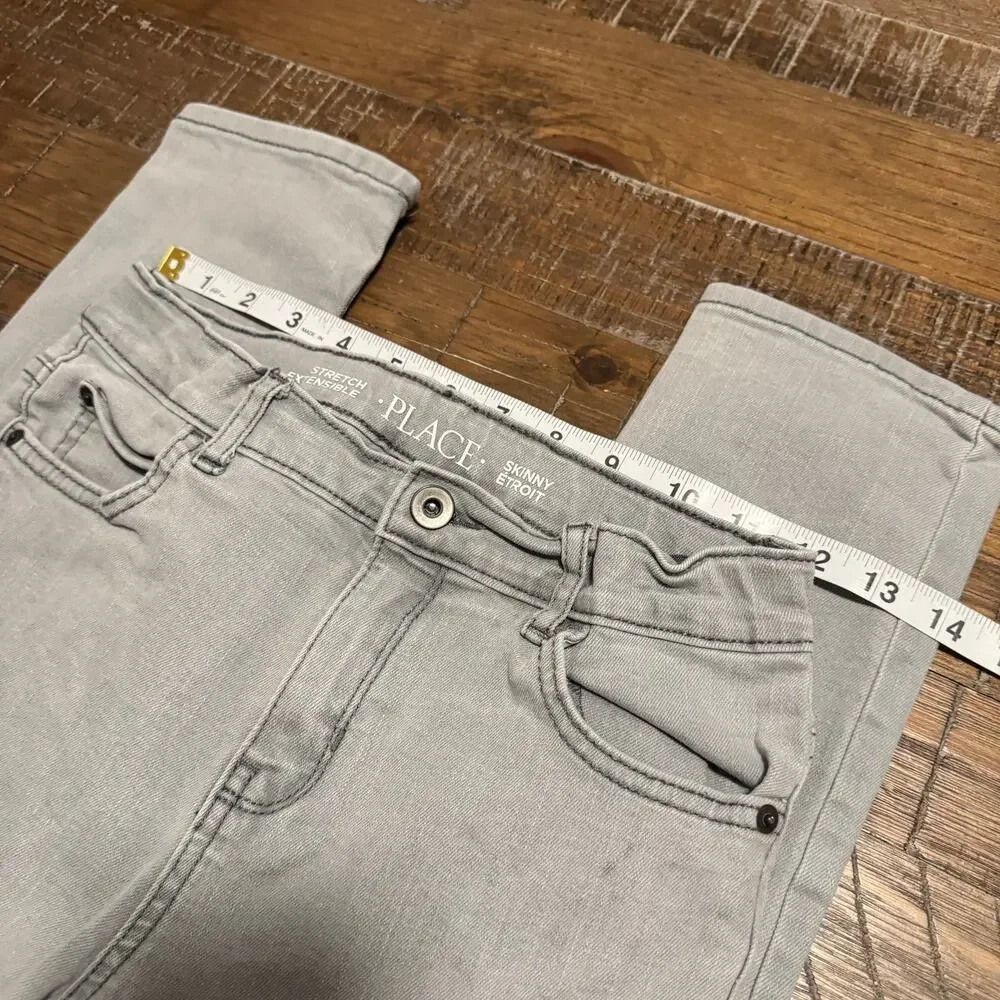 The Children's Place Boys Light Grey Stretch Skinny Jeans Size 12 Light Stains - Picture 8 of 9